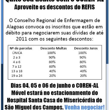 COREN-AL Itinerante chegará a São Miguel em junho
