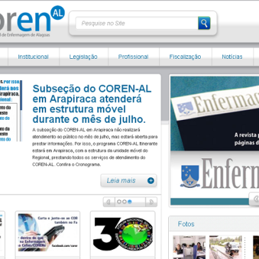 COREN-AL lança novo site, padronizado com o Portal Cofen