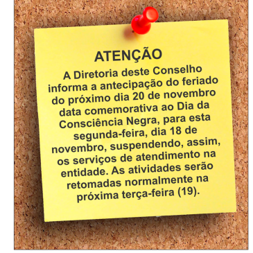 Aviso de antecipação de feriado.