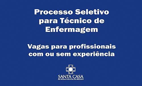 Nova seleção para técnico de enfermagem aceita candidatos com ou sem experiência