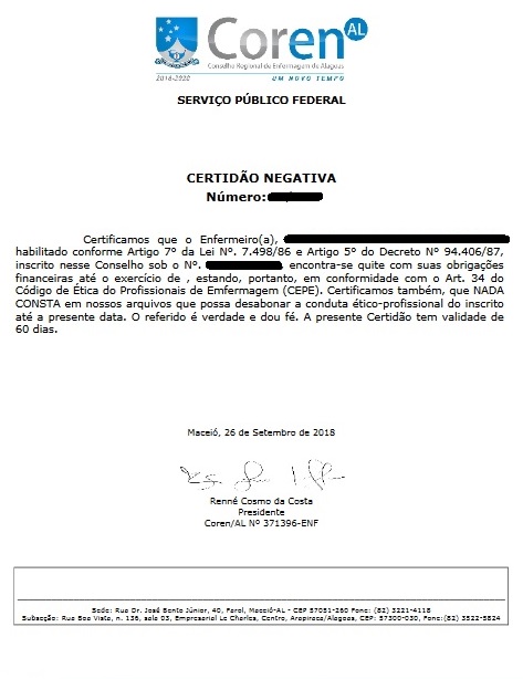 Saiba Como Tirar Sua Certid O Negativa No Site Do Coren Al Coren Al