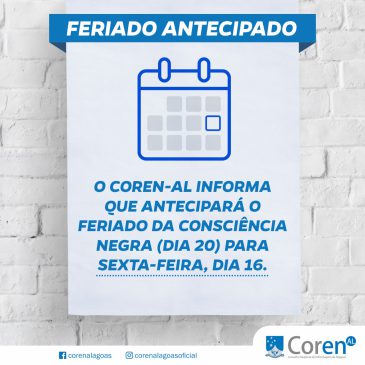 Coren-AL antecipa o feriado da Consciência Negra para 16 de novembro