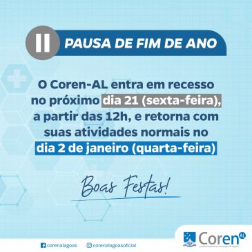Coren-AL entra em recesso de final de ano