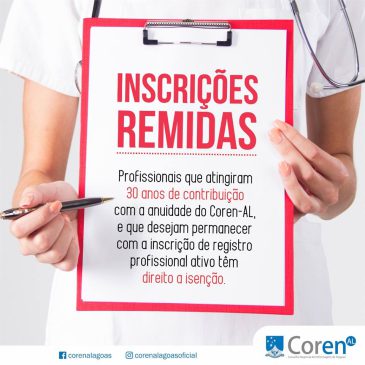 Inscrição Remida isenta profissionais com 30 anos de contribuição da anuidade