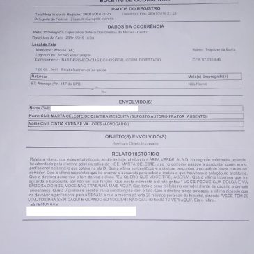 Enfermeira denuncia diretora do HGE por assédio moral