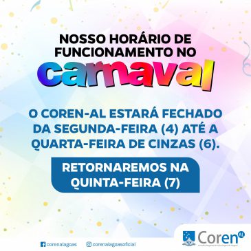 Coren-AL alerta para horário de carnaval