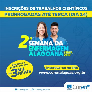 Coren-AL prorroga prazo para inscrição de trabalhos científicos