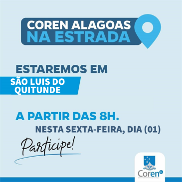 Coren-AL na estrada visita São Luís do Quitunde