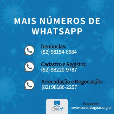 Coren-AL disponibiliza Whatsapp para atendimentos e denúncias