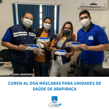 Coren-AL doa máscaras para unidades de saúde de Arapiraca
