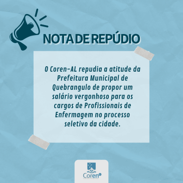 Coren-AL lança nota de repúdio ao processo seletivo de Quebrangulo