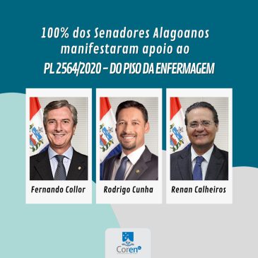 100% dos senadores alagoanos declararam apoio ao Piso da Enfermagem