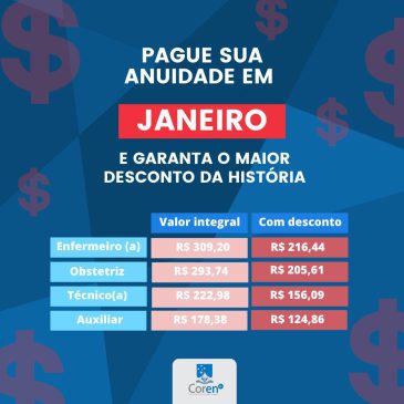 Anuidades 2022 do Coren-AL já estão disponíveis