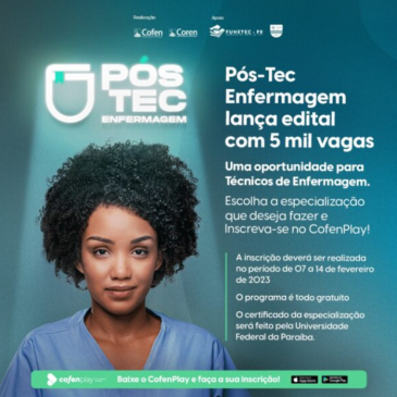 Cofen divulga site de inscrição do Pós-Tec Enfermagem