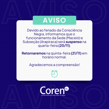 Atendimento suspenso nesta quarta-feira