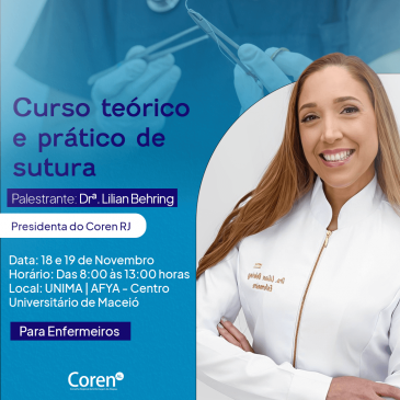 Inscrições abertas para Curso de Suturas e Suporte Básico à Vida