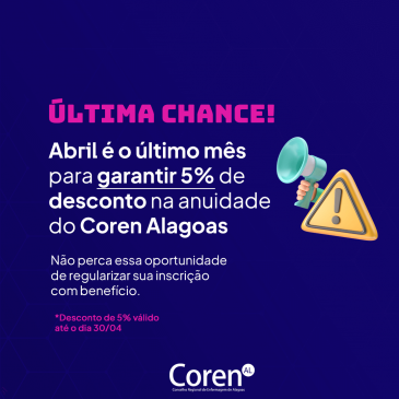 Última chance de ter descontos na anuidade!