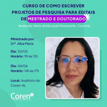 Inscrições abertas para curso de Como escrever Projetos de Pesquisa para Editais de Mestrado e Doutorado!