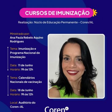 Cursos sobre imunização tem inscrições abertas!