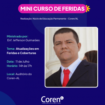 Novas vagas para mini curso em Atualização em Feridas e Coberturas!