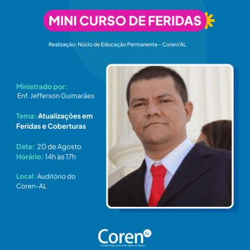Inscrições abertas para Curso de Atualização em Feridas e Curativos 