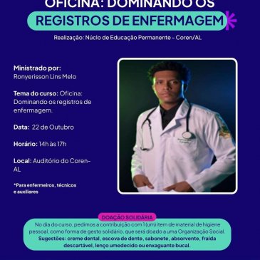 Inscrições abertas para Oficina: Dominando os Registros de Enfermagem