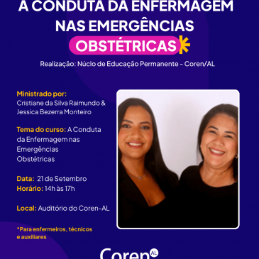 Inscrições abertas para Curso sobre a Conduta da Enfermagem nas Emergências Obstétricas 