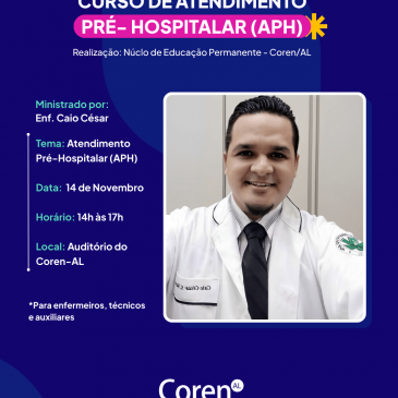 Inscrições abertas para Curso de Atendimento Pré-Hospitalar (APH)