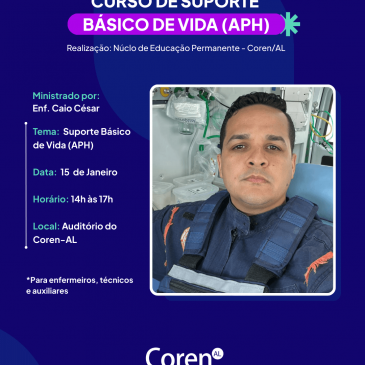 Inscrições abertas para Curso de Suporte Básico de Vida (APH)