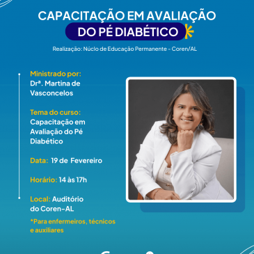Inscrições abertas para Curso de Capacitação em Avaliação do Pé Diabético